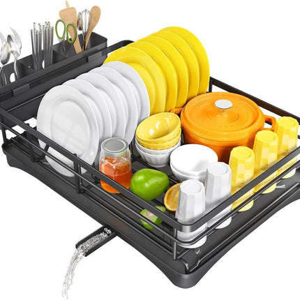 Large Dish Drying Rack with Drainboard Black.