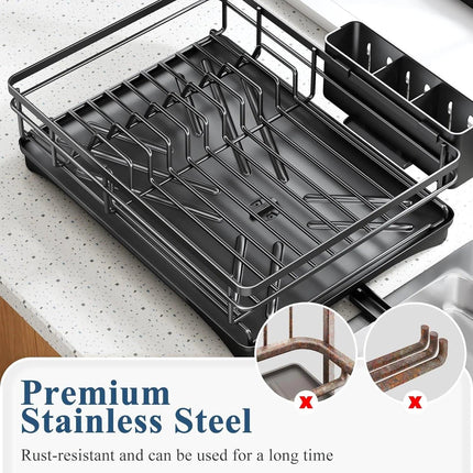 Large Dish Drying Rack with Drainboard Black.