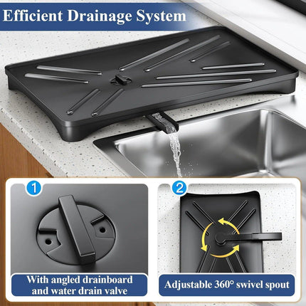 Large Dish Drying Rack with Drainboard Black.