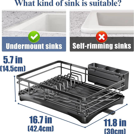 Large Dish Drying Rack with Drainboard Black.