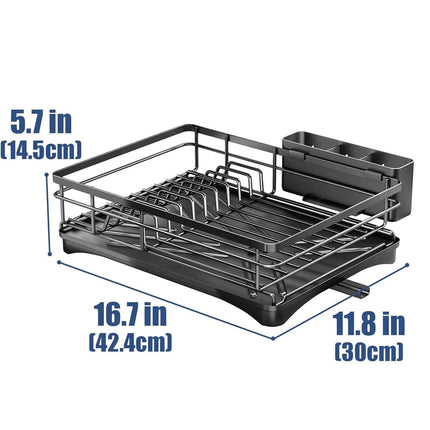 Large Dish Drying Rack with Drainboard Black.