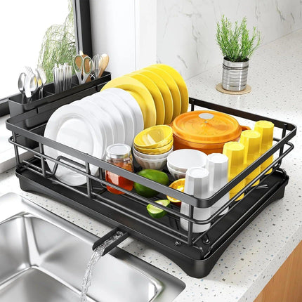 Large Dish Drying Rack with Drainboard Black.