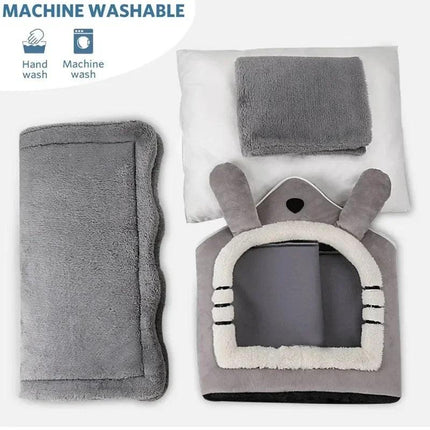 Soft Indoor Dog House & Bed - Washable Grey.