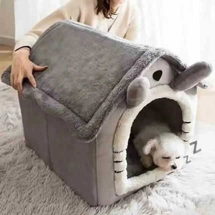 Soft Indoor Dog House & Bed - Washable Grey.