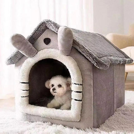 Soft Indoor Dog House & Bed - Washable Grey.
