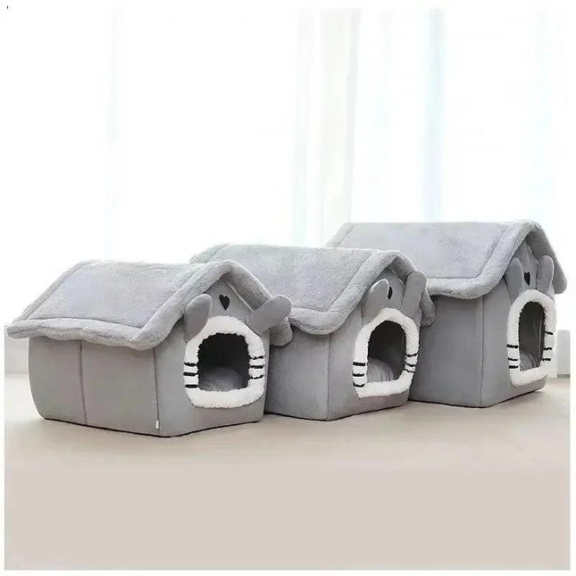 Soft Indoor Dog House & Bed, Washable Grey.