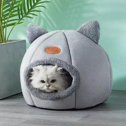 2024 Cat House Bed Soft Washable Grey XL 39x39x40cm.