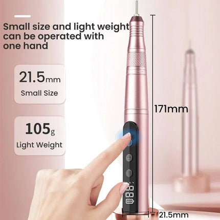 35000RPM Cordless Nail Drill Kit LED Pink.