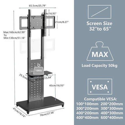 Heavy Duty Mobile TV Stand with Wheels.