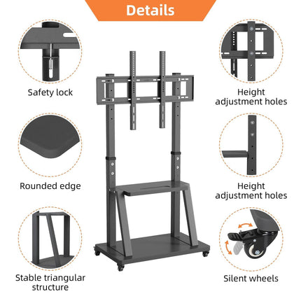 Adjustable Heavy Duty Mobile TV Cart Stand.