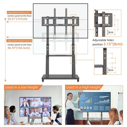 Adjustable Heavy Duty Mobile TV Cart Stand.