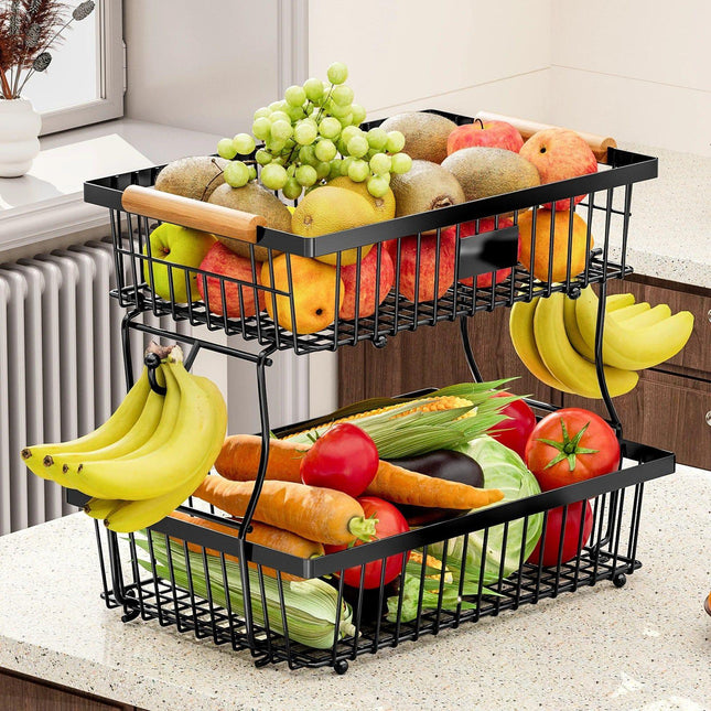 2-Tier Metal Fruit Vegetable Storage Basket.