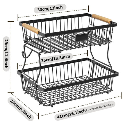 2-Tier Metal Fruit Vegetable Storage Basket.