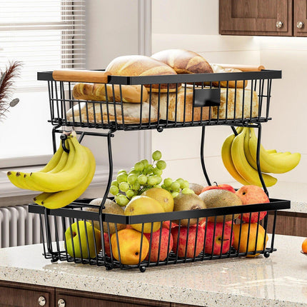 2-Tier Metal Fruit Vegetable Storage Basket.