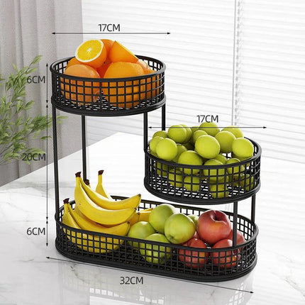 Black Stainless Steel Fruit Basket Storage.