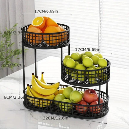 Black Stainless Steel Fruit Basket Storage.