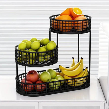 Black Stainless Steel Fruit Basket Storage.