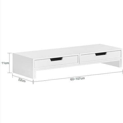 White Monitor Stand with Drawers.