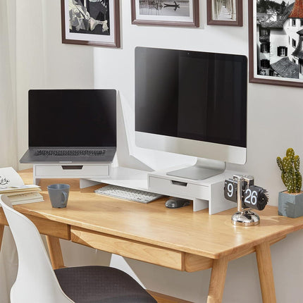 White Monitor Stand with Drawers.