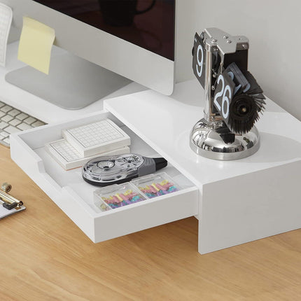 White Monitor Stand with Drawers.
