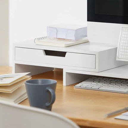 White Monitor Stand with Drawers.