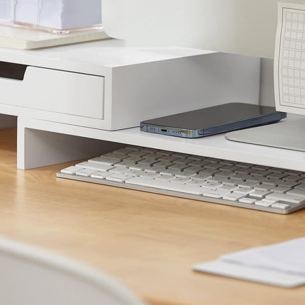 White Monitor Stand with Drawers.