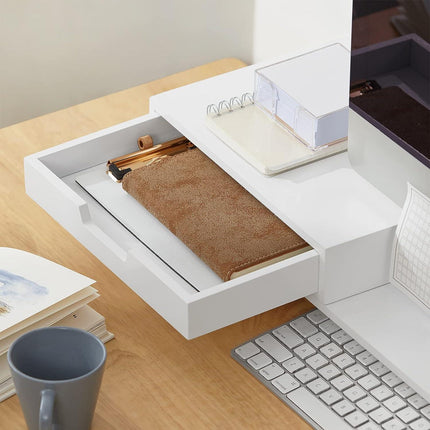 White Monitor Stand with Drawers.