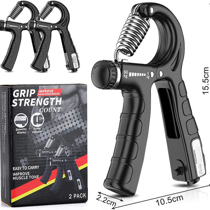2 Pack Adjustable Hand Grip Strengthener for Hand Grip Strength and Wrist Rehabilitation (Resistance 5-60 kg).