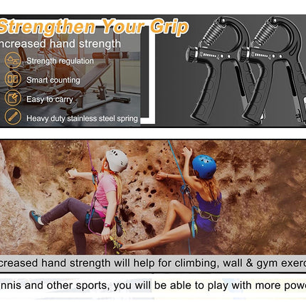 2 Pack Adjustable Hand Grip Strengthener for Hand Grip Strength and Wrist Rehabilitation (Resistance 5-60 kg).