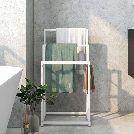 3 Tier Metal Freestanding Towel Rack Rail Holder Drying Stand.