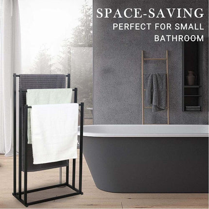 3 Tier Metal Towel Rack Freestanding Bathroom Organizer Rail.