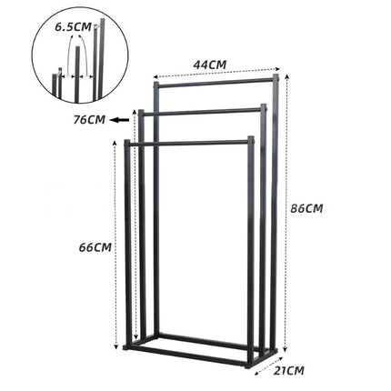 3 Tier Metal Towel Rack Freestanding Bathroom Organizer Rail.
