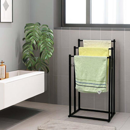Metal Free Standing Towel Rack 3 Tier Bathroom Rail Shelf Dryer.