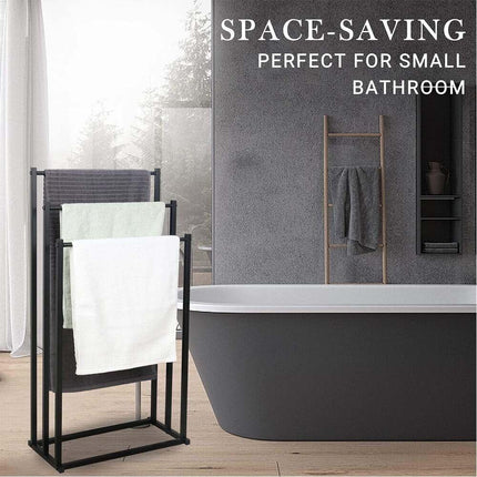 Metal Free Standing Towel Rack 3 Tier Bathroom Rail Shelf Dryer.