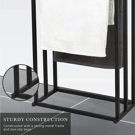 Metal Free Standing Towel Rack 3 Tier Bathroom Rail Shelf Dryer.
