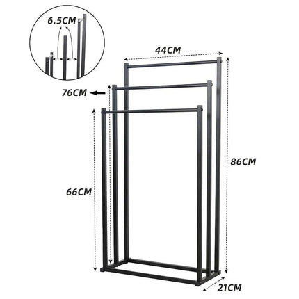 Metal Free Standing Towel Rack 3 Tier Bathroom Rail Shelf Dryer.