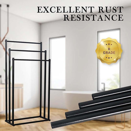 Metal Free Standing Towel Rack 3 Tier Bathroom Rail Shelf Dryer.