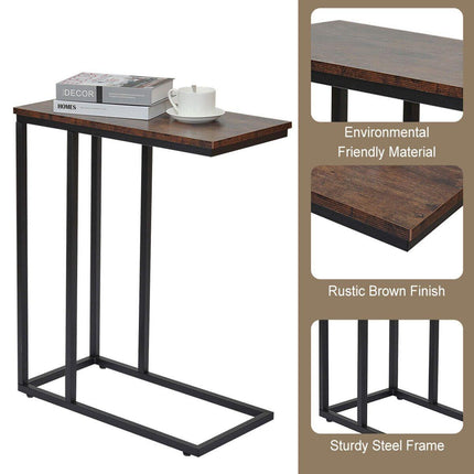 C-Shaped Sofa Side End Table Metal Frame Laptop Tray - All Family.