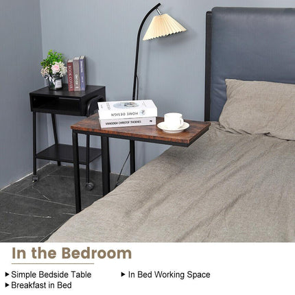 C-Shaped Sofa Side End Table Metal Frame Laptop Tray - All Family.