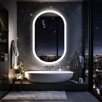 800x500mm LED Bathroom Mirror Oval Anti-Fog Dimmable Wall Mount.