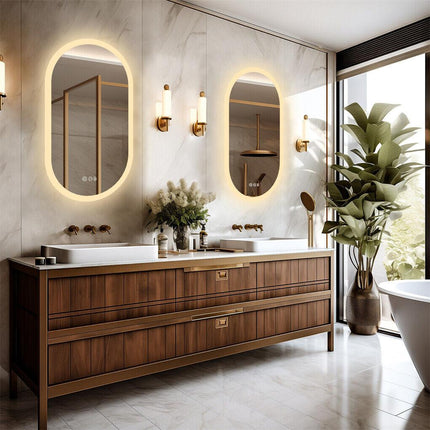 800x500mm LED Bathroom Mirror Oval Anti-Fog Dimmable Wall Mount.