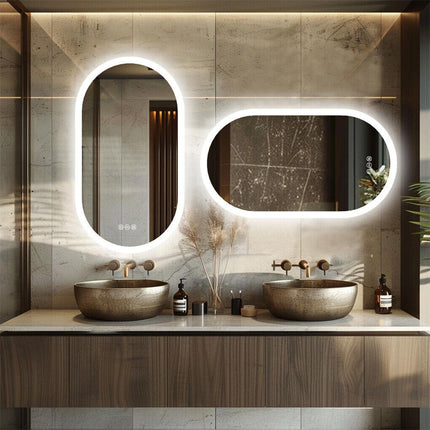 1000x500mm LED Bathroom Mirror Oval Anti-Fog Dimmable Wall Mount.