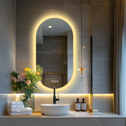 1000x500mm LED Bathroom Mirror Oval Anti-Fog Dimmable Wall Mount.