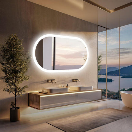 120x60cm LED Bathroom Mirror Oval Anti-Fog Dimmable Wall Mount.