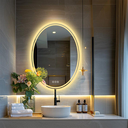 500x700mm LED Bathroom Mirror Oval Dimmable Anti-Fog.