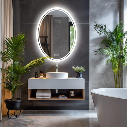 500x700mm LED Bathroom Mirror Oval Dimmable Anti-Fog.