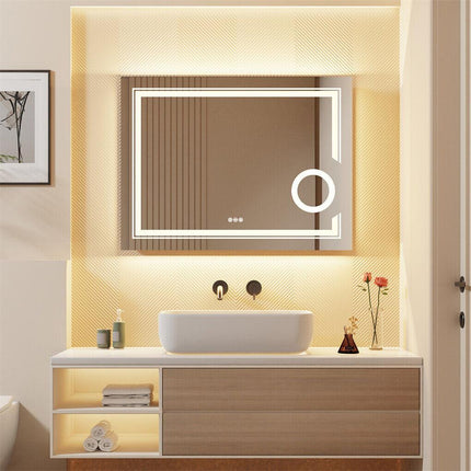 600x800mm LED Bathroom Mirror with Magnification Anti-fog.