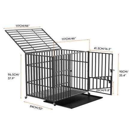 46 XXL Heavy Duty Dog Cage Jumbo Large Pet Kennel on Wheels.
