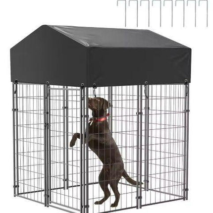 Small Outdoor Dog Kennel Pet Cage with Roof Cover 125x120x165cm.