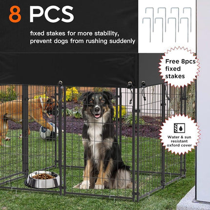 Small Outdoor Dog Kennel Pet Cage with Roof Cover 125x120x165cm.